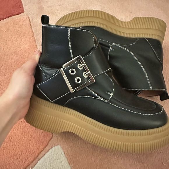 Ganni Black Buckle Boots - Picture 2 of 5